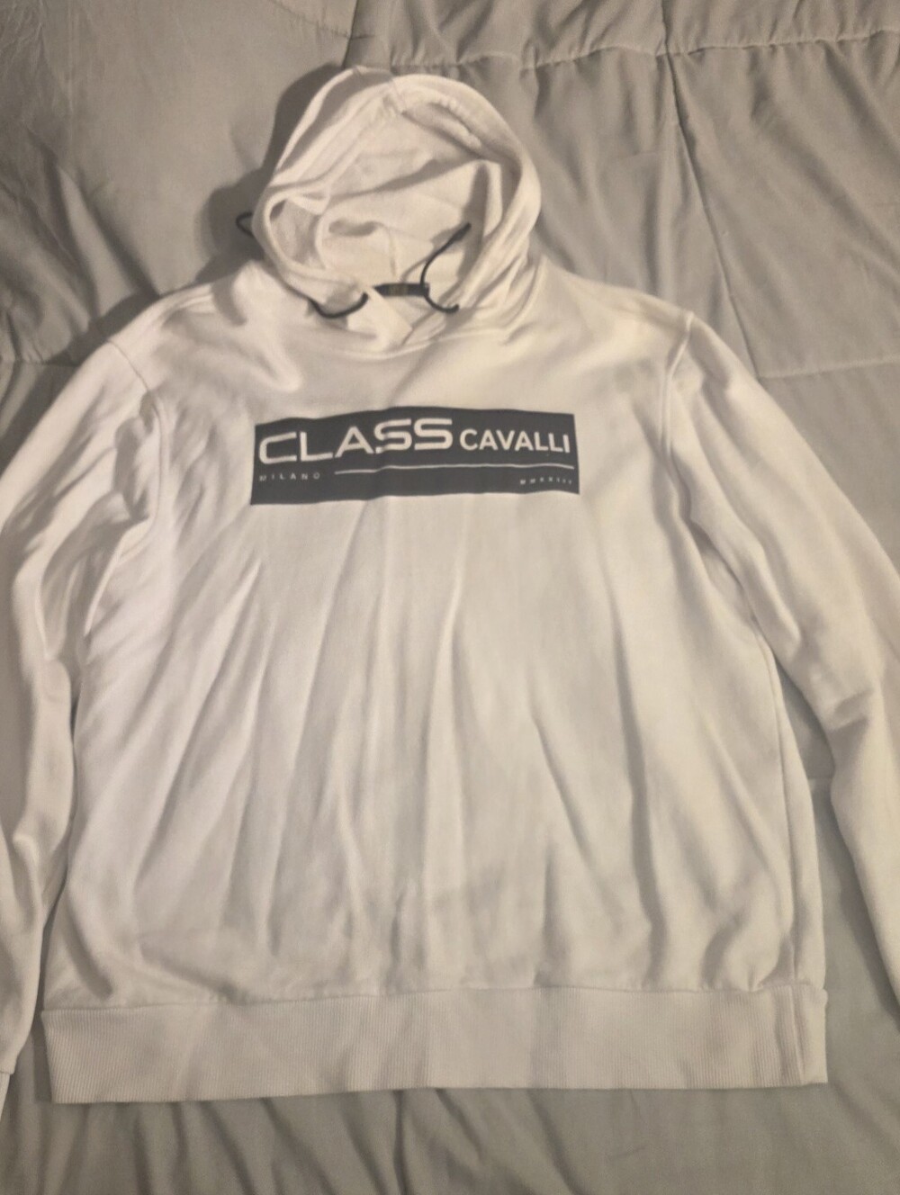 Cavalli White Logo Hoodie - Casual Pullover